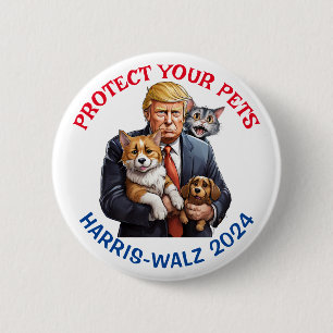 Protect your Pets   Vote for Kamala 6 Cm Round Badge