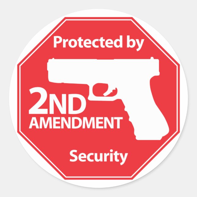 Protected by 2nd Amendment - Red Classic Round Sticker (Front)