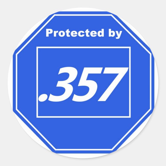 Protected by 357 classic round sticker (Front)
