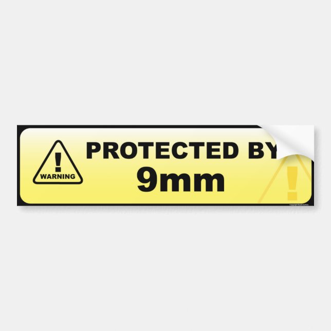 Protected by 9mm bumper sticker (Front)