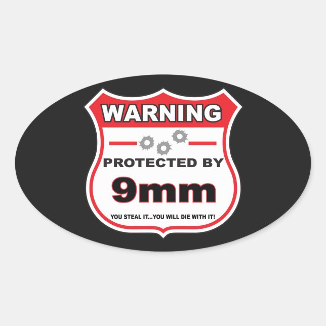 protected by 9mm shield oval sticker (Front)
