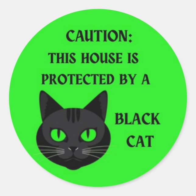 Protected by a Black Cat Classic Round Sticker (Front)