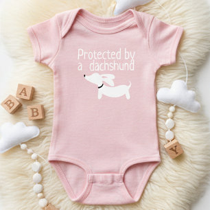 Protected by a Dachshund Baby Girl Outfit Baby Bodysuit