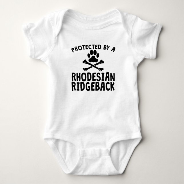 Protected By A Rhodesian Ridgeback Baby Bodysuit (Front)