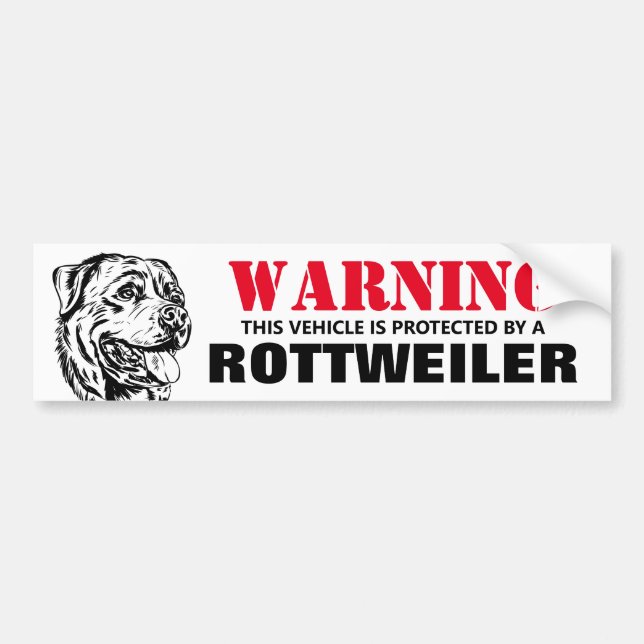 Protected by a Rottweiler Bumper Sticker (Front)