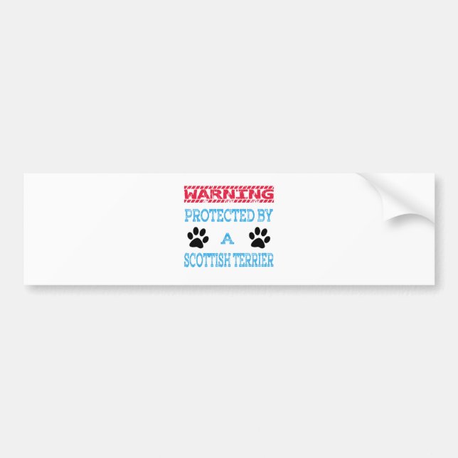 Protected By A Scottish Terrier Dog Bumper Sticker (Front)
