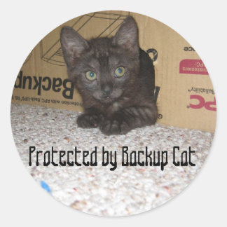 Protected by Backup Cat Classic Round Sticker