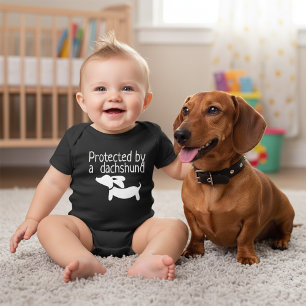 Protected by Dachshund Baby Outfit Gender Neutral Baby Bodysuit