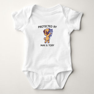 protected by dog and cat Baby Shower Gift Baby Bod Baby Bodysuit