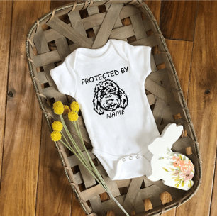 Protected By Dog Personalised baby bodysuit & dog