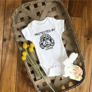 Protected By Dog Personalised baby bodysuit & dog