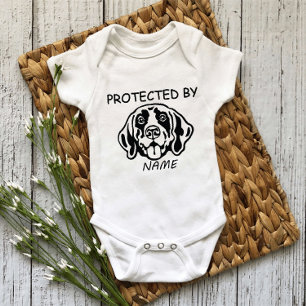 Protected By Dog Personalised baby bodysuit & dog