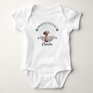 Protected By Dog Photo Baby Design Bodysuit