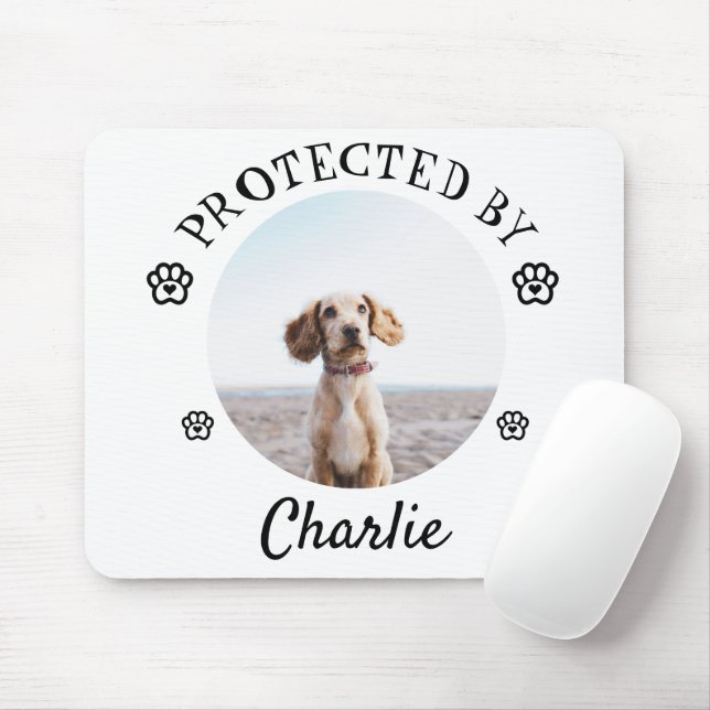 Protected By Dog Photo Paw Print Design Mouse Pad (With Mouse)