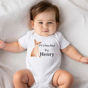 Protected By Henry (Name) Chihuahua Baby Bodysuit