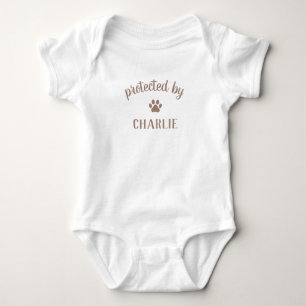 Protected By Pet's Name Funny Dog Baby Bodysuit