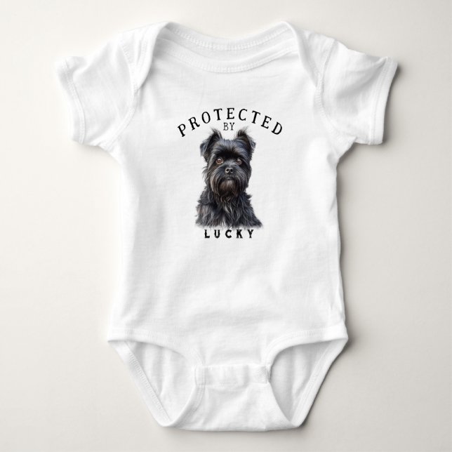 Protected By the Family Dog Baby Bodysuit (Front)