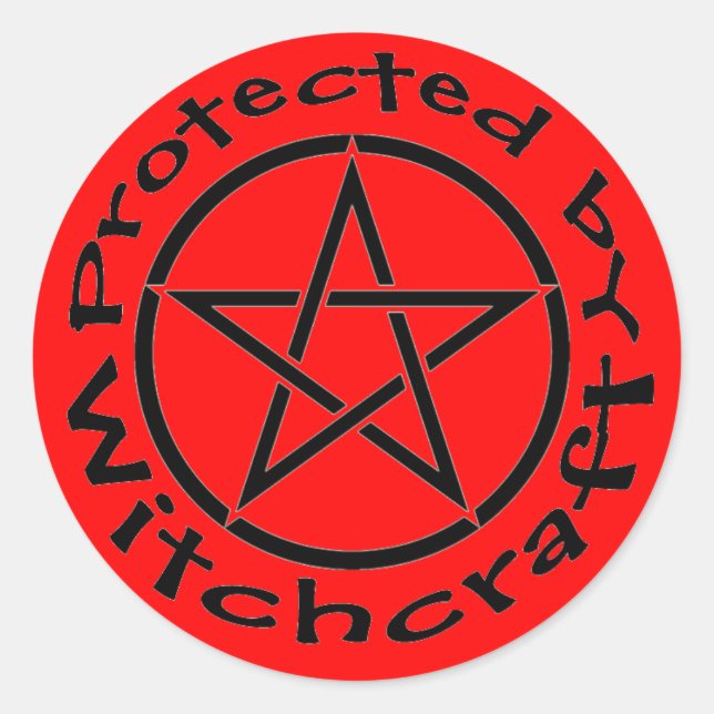 Protected by Witchcraft Pentacle Stickers Labels (Front)