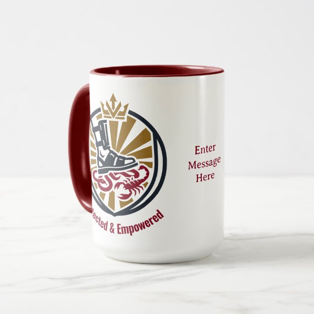 Protected Empowered Luke 10 19 Christian Warrior Mug (Front Left)
