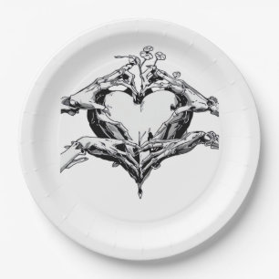 Protecting A Heart Skeleton Hand Heart Classic Paper Plate