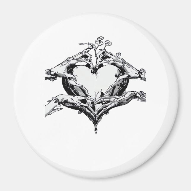 Protecting A Heart  - Skeleton Hand Heart Magnet (Front)