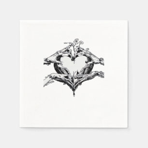 Protecting A Heart - Skeleton Hand Heart Napkin
