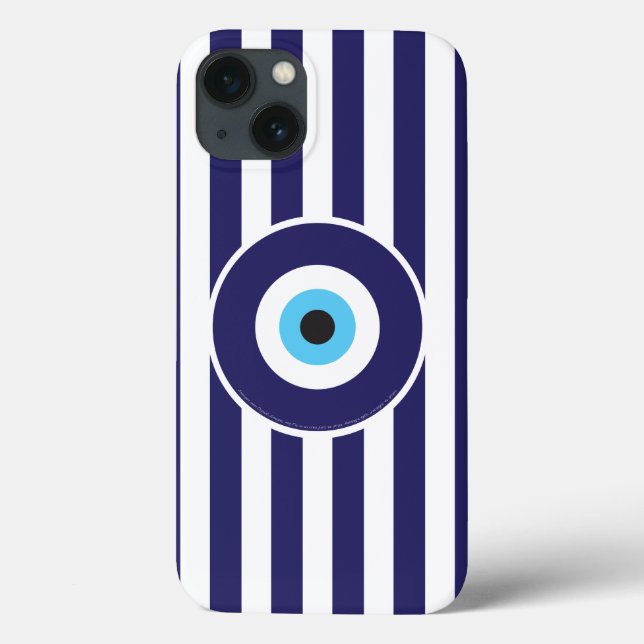 Protection from Evil Eye (Greek flag stripes) Case-Mate iPhone Case (Back)