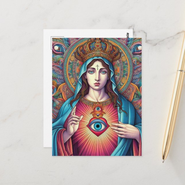  Protection From Evil Sacred Heart Of Mary Postcard (Front/Back In Situ)
