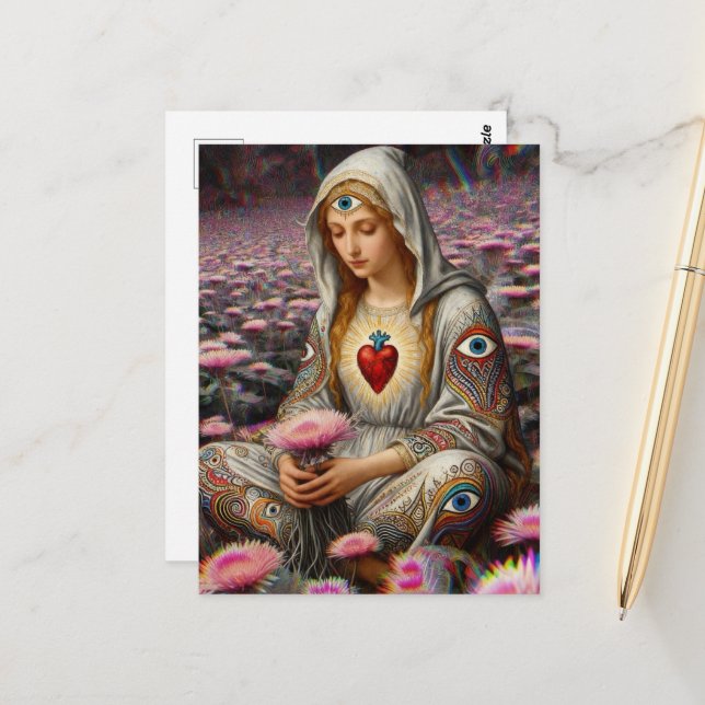  Protection From Evil Sacred Heart Of Mary Postcard (Front/Back In Situ)
