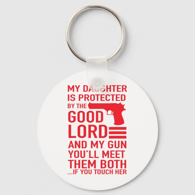 Protective Daddy Funny Dad Of Girl Tee  Key Ring (Front)