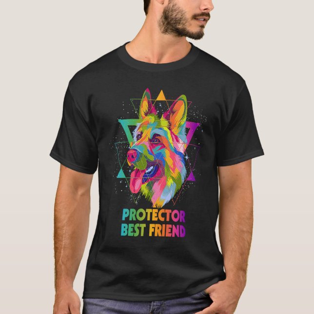 Protector Best Friend German Shepherd Motivational T-Shirt (Front)