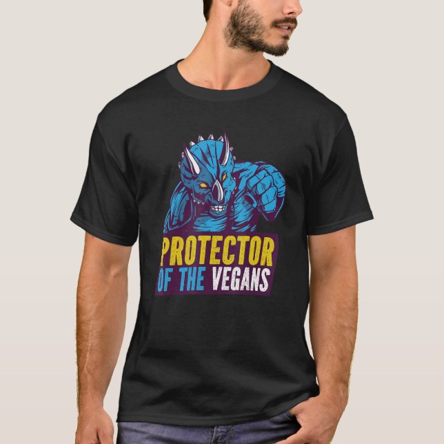 Protector Of The Vegans Herbivore Dinosaur Tricera T-Shirt (Front)