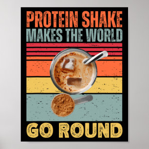 Protein Shake Makes The World Go Round Funny Gym F Poster