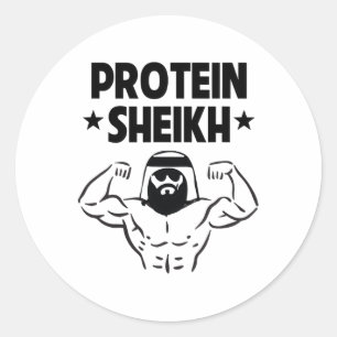 Protein Sheikh Funny Arabic Gym Fitness Lover Body Classic Round Sticker