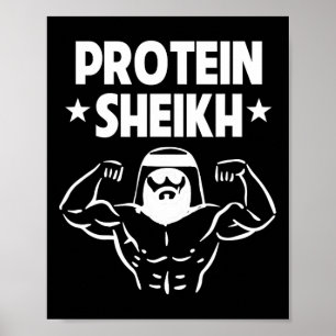 Protein Sheikh Funny Arabic Gym Fitness Lover Body Poster