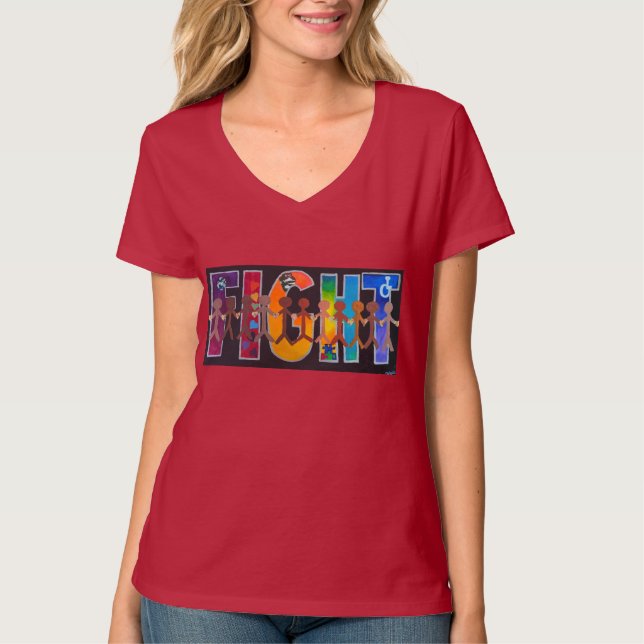 Protest, fight, defend rights for all people T-Shirt (Front)