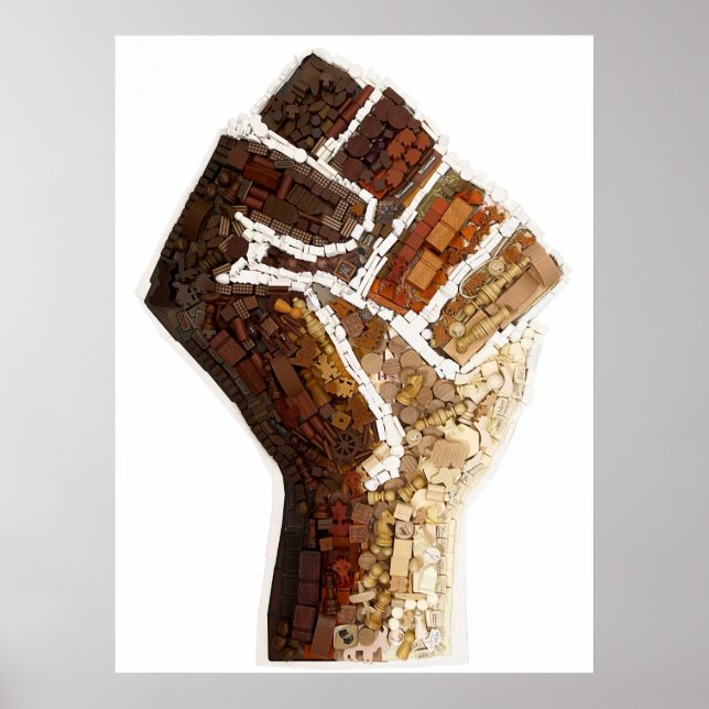 Protest Fist Made From Board Game Components Poster (Front)