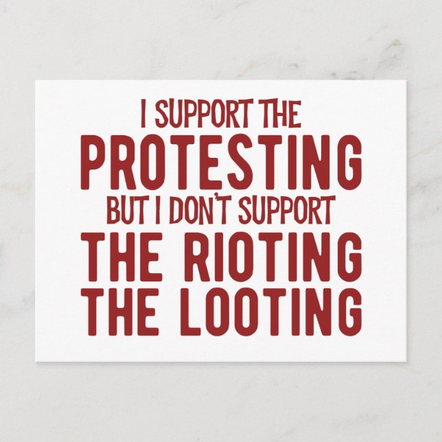 Protesting does not mean Rioting and Looting Postcard (Front)