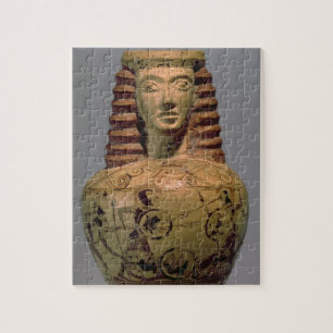 Proto-Corinthian aryballos with a human head, deco Jigsaw Puzzle
