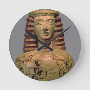 Proto-Corinthian aryballos with a human head, deco Round Clock