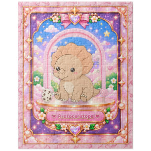 Protoceratops Dinosaur, Kawaii Art Jigsaw Puzzle