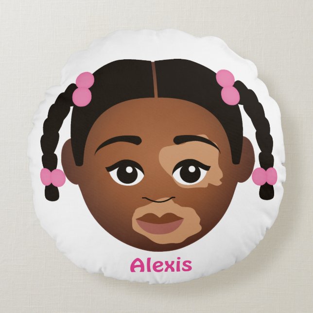 #Proud2BNaturalMe Child's Personalised (Vitiligo) Round Cushion (Front)
