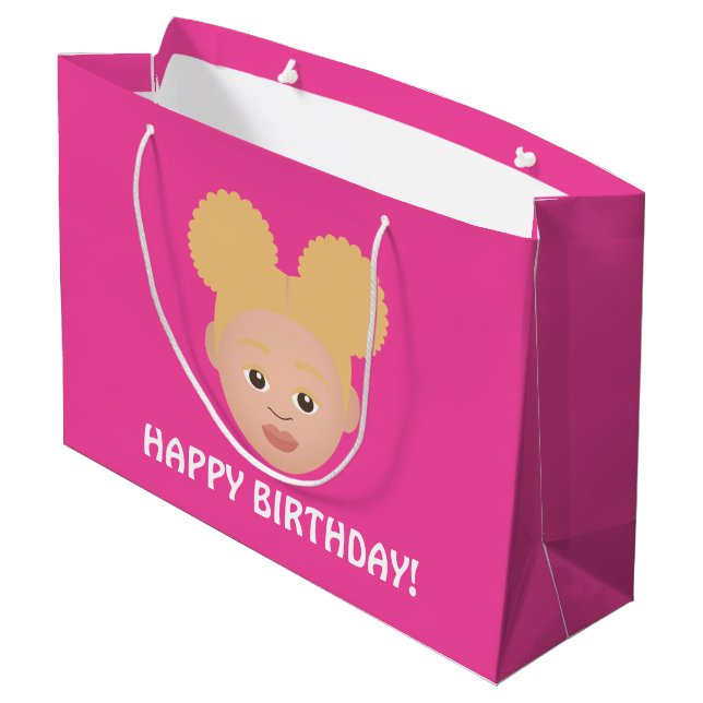 #Proud2BNaturalMe Choose-My-Complexion Birthday Large Gift Bag (Back Angled)