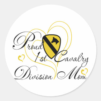Proud 1st Cavalry Mum Heart Classic Round Sticker