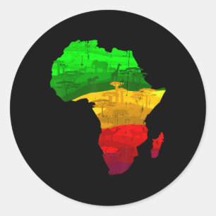Proud Africa Map Green Yellow Red African Pride Ju Classic Round Sticker