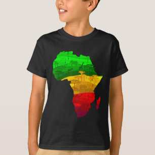 Proud Africa Map Green Yellow Red African Pride Ju T-Shirt