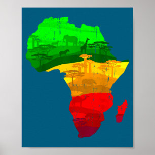 Proud africa map green yellow red african pride poster