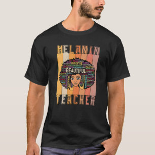 Proud African Afro Queen Teacher Beautiful Melani T-Shirt