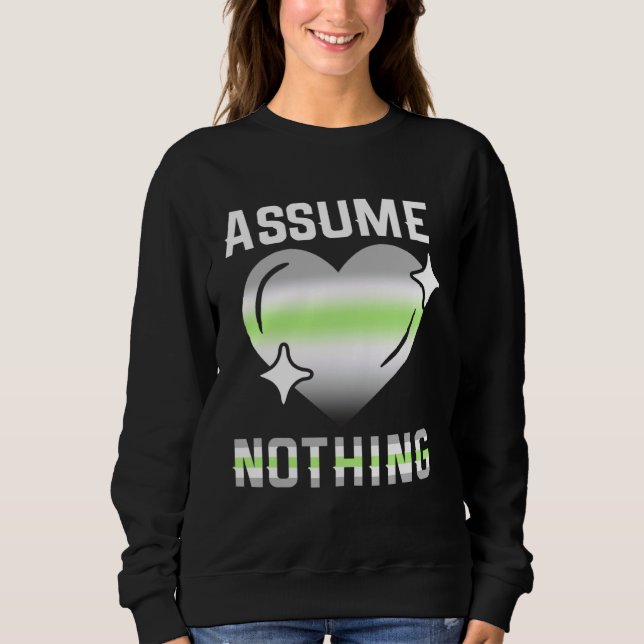 Proud AGENDER Assume Nothing Nonbinary Agender Fla Sweatshirt (Front)