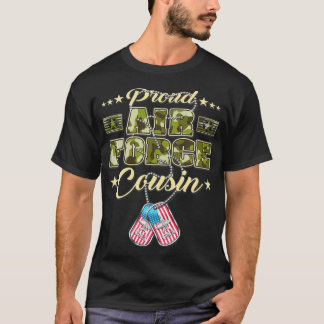 Proud Air Force Cousin Camo US Flag Dog Tags Milit T-Shirt